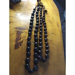 Lot 2 Black and Brown Hawaiian Tagua Nut Traditional Necklaces